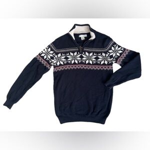 Men’s Aspen Fisherman’s Style Snowflake 1/4 Zip Sweater. Size S